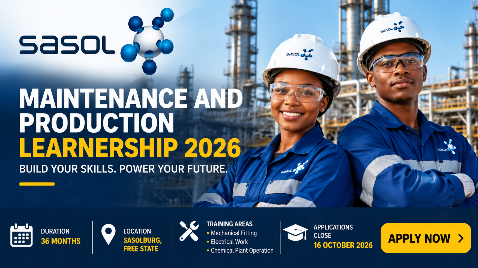 Sasol Maintenance and Production Learnership 2026